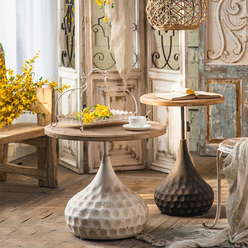 French Country Round Wooden Top Side Table Antique Brown Pedestal End Snake Table Clearhalo 'Coffee & Accent Tables' 'End & Side Tables' 'end_side_tables' 'furn' 'furn_end_side_tables' 'Furniture' 'Living Room Furniture' 1200x1200_6427f065-1b84-4633-88fc-3e8473cadc01