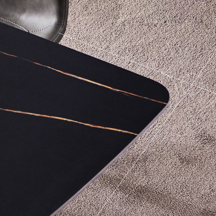 Fixed Minimalist Sintered Stone Top Kitchen Table Set with 4 Black Legs Base for Dining Room Clearhalo 'Dining Room Sets' 'Dining Tables & Seating' 'dining_room_set' 'furn' 'furn_dining_room_set' 'Furniture' 'furniture_dining_room_set' 'Kitchen & Dining Furniture' 'kitchen&dining_furn' 'kitchen' 1200x1200_6428297c-bbd9-409f-b5f8-6aaaa4795d3c