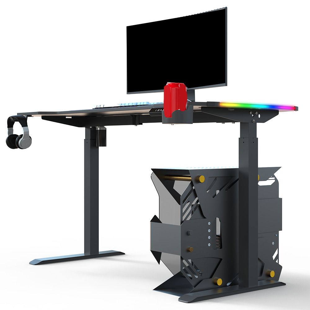 Escritorio de juego contemporáneo para oficina de 24 "w x 29" H escritorio rectangular en negro/negro