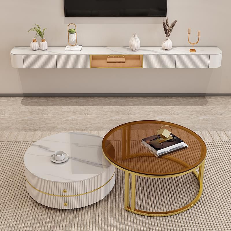 Modern Stone TV Stand Floating TV Media Stand con cajones para la sala de estar