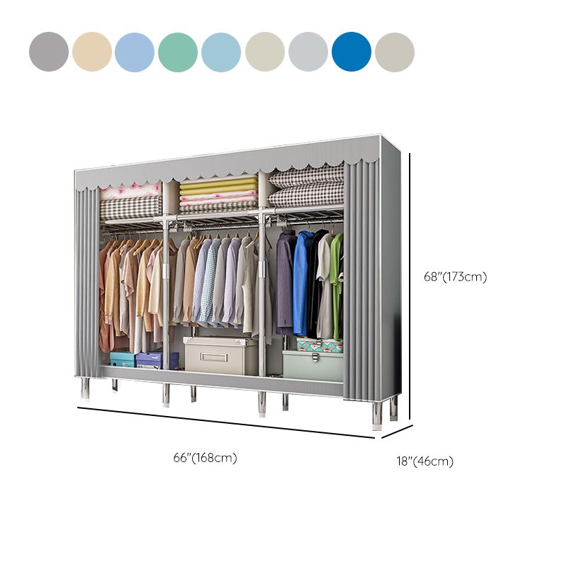 Modern Metal Frame Wardrobe Freestanding Wardrobe with Garment Rod