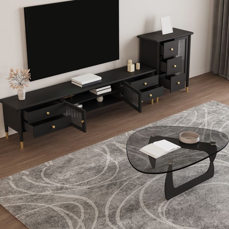 Contemporary Media Console Wood Enclosed Storage TV Console with Doors Clearhalo 'furn' 'furn_tv_stands_entertainment_centers' 'Furniture' 'Living Room Furniture' 'TV Stands & Entertainment Centers' 'TV Stands & Media Storage Furniture' 'tv_stands_entertainment_centers' 1200x1200_642b7e80-6d44-413a-99ad-1f266ba760c0