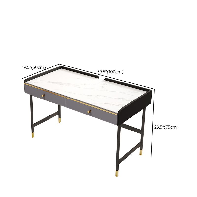 Mesa de escritura de piedra sinterizada rectángulo escritorio de oficina de almacenamiento moderno