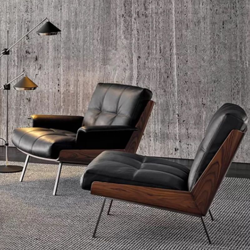 Industrial Lounge Chair Solid Color Cushion Back Basic Four Leg Reclining Accent Chair Clearhalo 'Accent Chairs' 'accent_chairs' 'Chairs & Seating' 'furn' 'furn_accent_chairs' 'Furniture' 'Living Room Furniture' 1200x1200_642fb714-692c-49b2-82cc-6bcb6ce37ab9