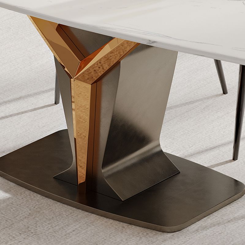 Rectangle Pedestal Dinner Room Kitchen Table Modern Dining Site Table Clearhalo 'Dining Tables & Seating' 'Dining Tables' 'dining_table' 'furn' 'furn_dining_table' 'Furniture' 'Kitchen & Dining Furniture' 1200x1200_642fcaf2-9c1b-4669-bbc6-a9d1791ef78c