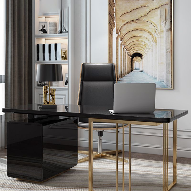 Glamour de piédestal glamour avec classeur bureau de bureau blanc et noir