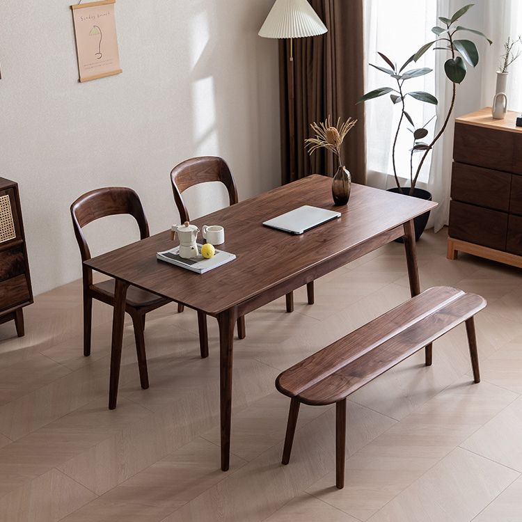 Contemporary Walnut Rectangle Dining Table Dining Room Kitchen Table
