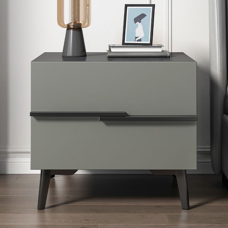 17 Zoll H-Nachttisch 2-DRAWER Grey Modern Imitation Wood Night Tisch mit Beinen