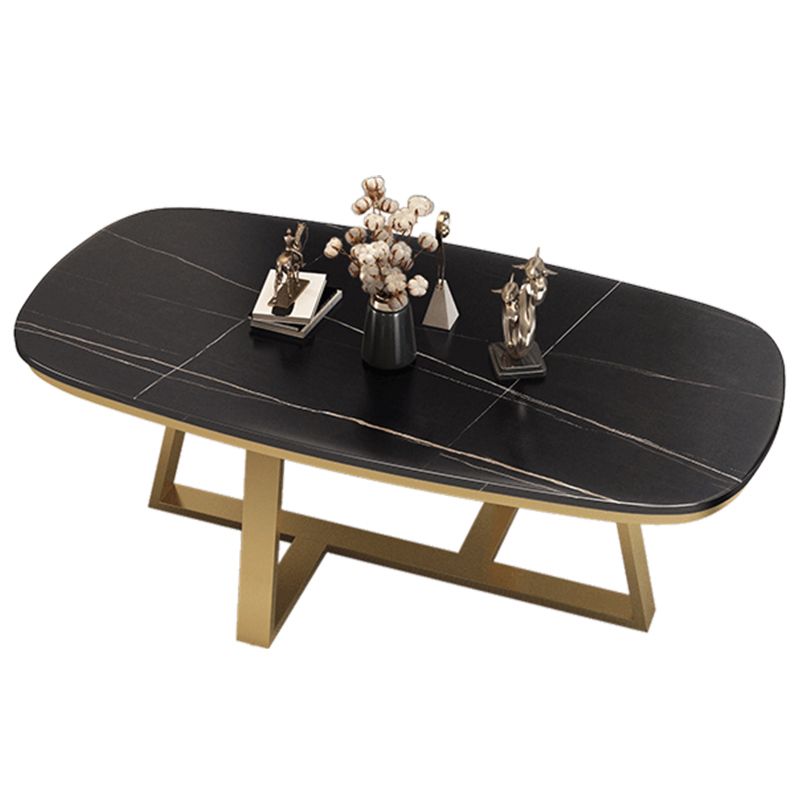 Table basse à jambes croisées en pierre 1 table de cocktail ovale unique