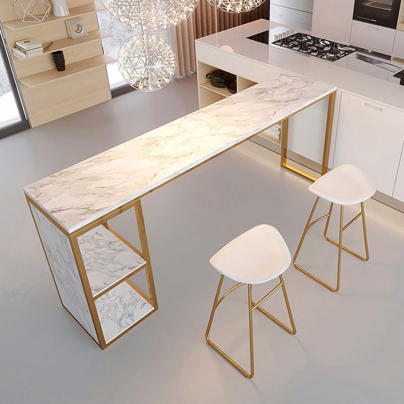 Rectangular Bar Height Table Faux Marble Top Bistro Pub Table for Patio Use Clearhalo 'Bar Furniture' 'Bar Tables' 'bar_tables' 'furn' 'furn_bar_tables' 'Furniture' 'Kitchen & Dining Furniture' 1200x1200_64372f09-4a94-4b1e-ab3c-53bf066078a8