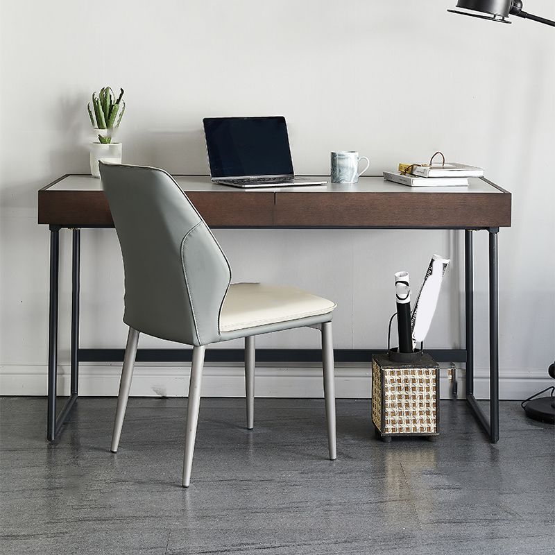 Forme rectangulaire Bureau contemporain Bureau en pierre Tâche de tâche avec 2 jambes en gris