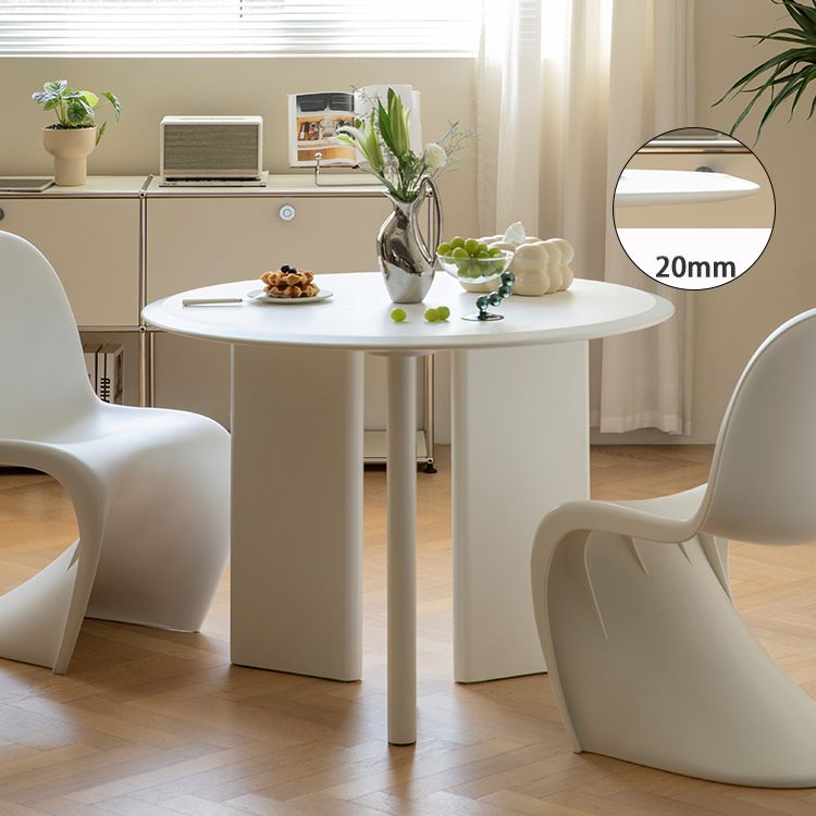 Tavolo da pranzo moderno in legno per 2 persone con piano rotondo bianco
