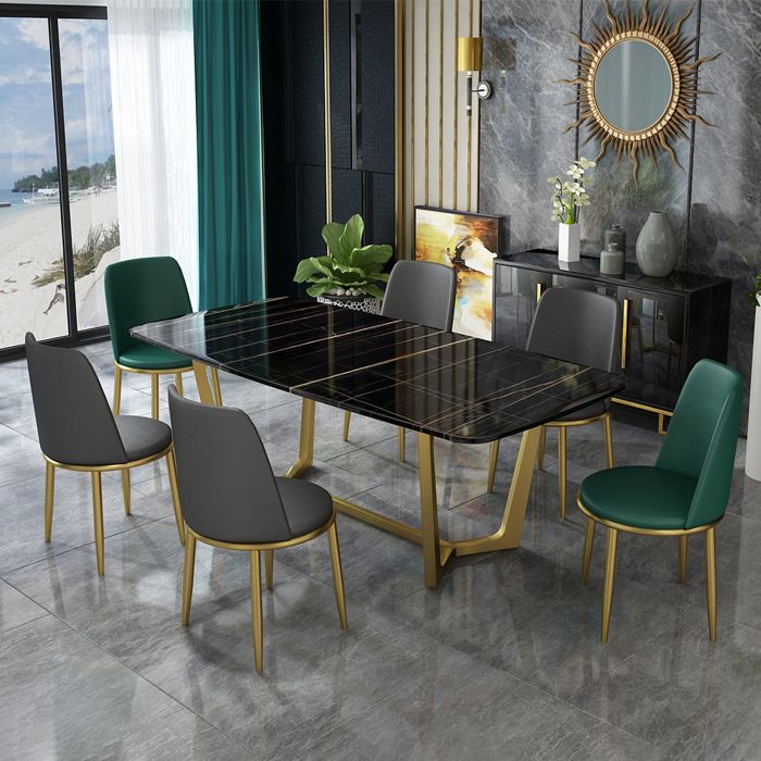 Traditional Luxury Rectangle Dining Room Table Sintered Stone Table with Trestle Base Clearhalo ' dining_table' 'Dining Tables & Seating' 'Dining Tables' 'furn' 'furn_dining_table' 'Furniture' 'furniture_dining_table' 'Kitchen & Dining Furniture' 'kitchen&dining_furn' 'kitchen' 'kitchen_dining_table' 1200x1200_6439337f-27d2-4173-a7bd-c46deb3a6c18