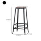 Industrial Armless Counter Stool Iron Bar Stool with Leather Cushion and Footrest