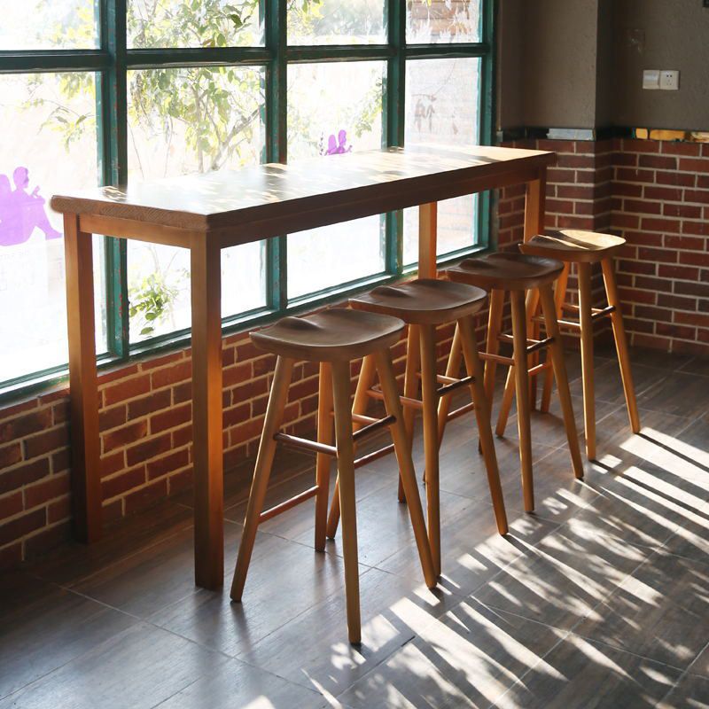 Modern Bar Height Table Solid Wood Top Bistro Pub Table with Wood Legs Clearhalo 'Bar Furniture' 'Bar Tables' 'bar_tables' 'furn' 'furn_bar_tables' 'Furniture' 'Kitchen & Dining Furniture' 1200x1200_643c0bf8-2267-4329-830f-4f3882850db3