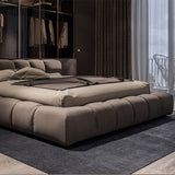 Moderner Stil mit gepolstertem Kopfteil im Mimics Leder/Baumwollbett im Mimics