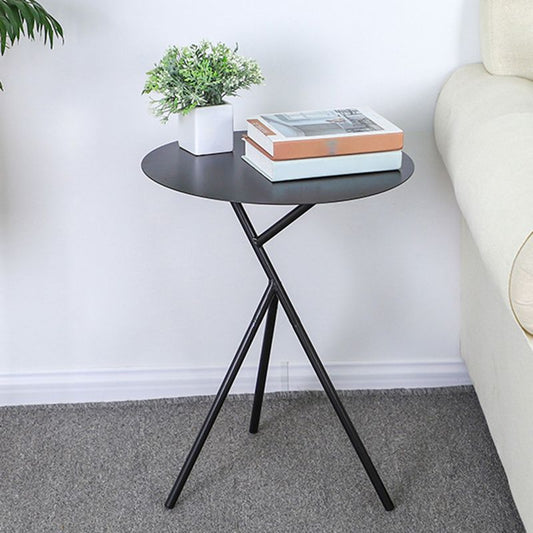Modern Simple Iron Round Side Table Dia 17.7" 3 Legs End Table