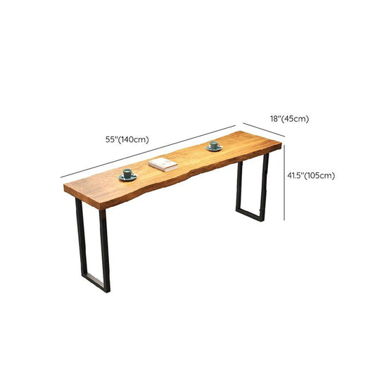 Rectangular Bar Height Table Wood Top and Metal Base Bistro Bar Table