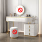 White Vanity Straight Feet Desk Stone Top Dressing Table Stool Set