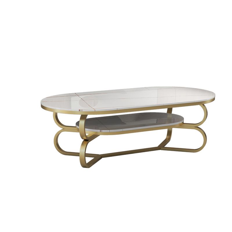 Metal Abstract Base Cocktail Table Oval Slate Top Coffee Table with Shelf Clearhalo 'Coffee & Accent Tables' 'Coffee Tables' 'coffee_tables' 'furn' 'furn_coffee_tables' 'Furniture' 'Living Room Furniture' 1200x1200_64419a2e-ab5f-447e-b2b2-3ec95ef9fa20