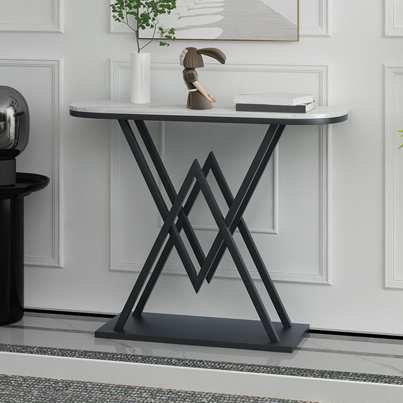 Metal Frame Accent Table with White Marble Console Table for Hall Clearhalo 'Console Tables' 'console_tables' 'Entry & Mudroom Furniture' 'furn' 'furn_console_tables' 'Furniture' 1200x1200_64445d2c-b6aa-4181-a368-bc64c5235cab