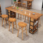 Ensemble de Table de Bar moderne 1/4 pièces, Table de comptoir rectangulaire en bois de pin avec tabourets sans dossier