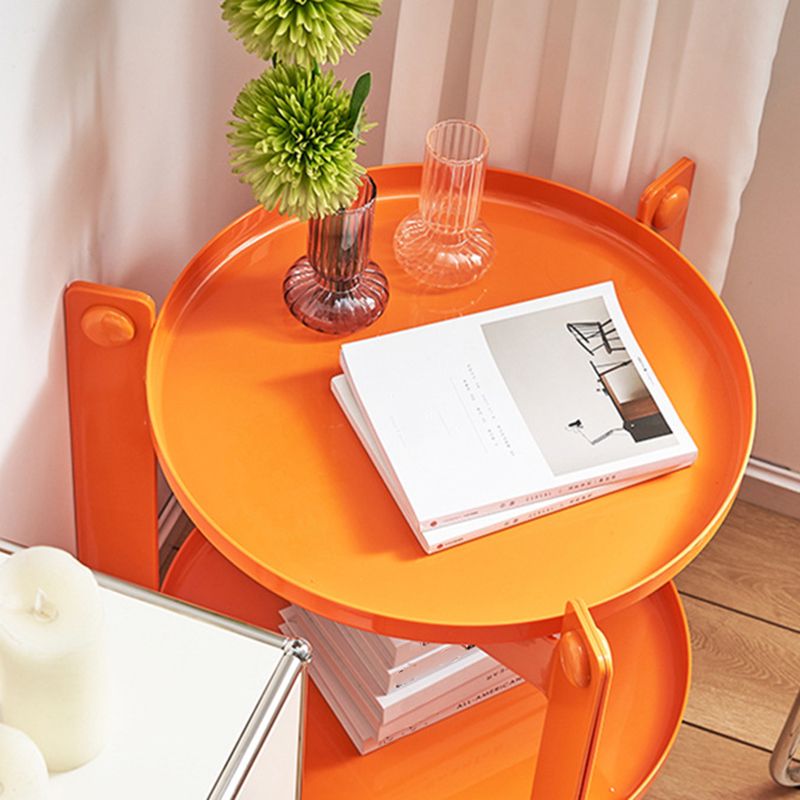 Plastic Round Accent Side 25.59" Wide Table Corner Table with Wheel