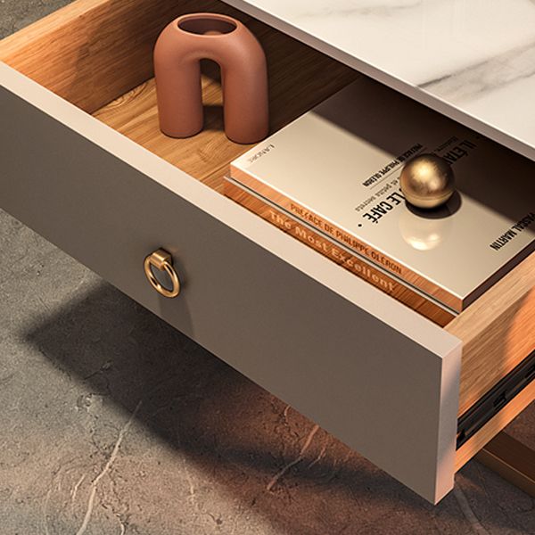 Frame Coffee Table Slate/Glass Top Coffee or End Table with Drawer Clearhalo 'Coffee & Accent Tables' 'Coffee Tables' 'coffee_tables' 'furn' 'furn_coffee_tables' 'Furniture' 'Living Room Furniture' 1200x1200_6446559e-7b1c-497a-ab0c-0ce1baec89e8