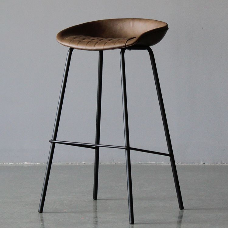 Industrial Leather Distressed Quilted Barstool Indoor Tall Stool with Bucket Seat Clearhalo 'Bar Furniture' 'Bar Stools' 'bar_stools' 'furniture_bar_stools' 'Kitchen & Dining Furniture' 'kitchen&dining_furn' 'kitchen' 'kitchen_furn' Furniture' 1200x1200_64470e30-f38c-488d-8f40-440b05ef8948