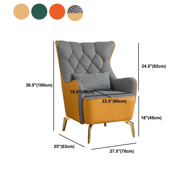 Glam Faux Leather Arms Included with Pillow Fixed Back Lounge Chair