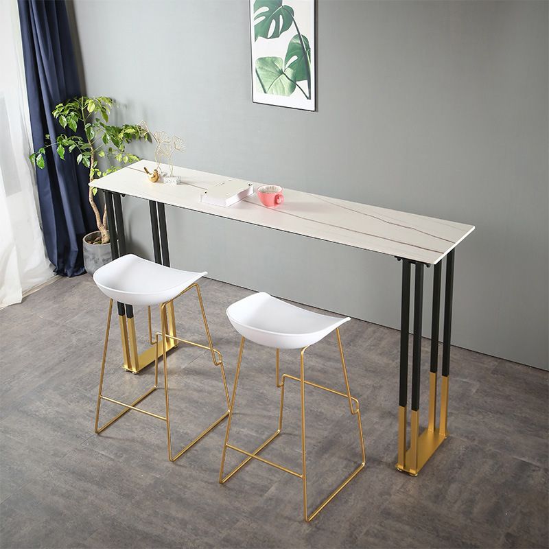 Stone Top Bar Table Traditional Luxury Rectangle Bar Table with Sled Base in Gold Clearhalo 'Bar Furniture' 'Bar Tables' 'bar_tables' 'furn' 'furn_bar_tables' 'Furniture' 'furniture_bar_tables' 'Kitchen & Dining Furniture' 1200x1200_64497e8f-8237-4e48-83fb-bcfada5189a5
