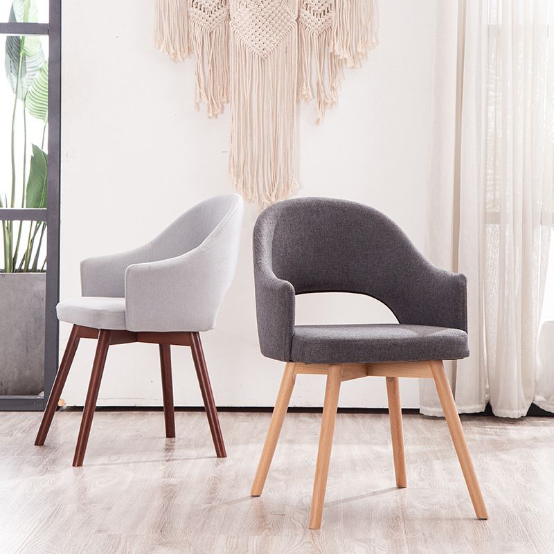 Modern Linen Dining Chair Open Back Dining Side Furniture with Wood Legs in Matte Finish Clearhalo 'Dining Chairs' 'Dining Tables & Seating' 'dining_chair' 'furn' 'furn_dining_chair' 'Furniture' 'Kitchen & Dining Furniture' 1200x1200_644a08b7-7b3a-4b6c-b4b5-c8afd726b796