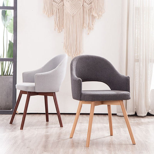 Sedia da pranzo in lino moderno mobili da sala da pranzo aperti con gambe in legno in finitura opaca