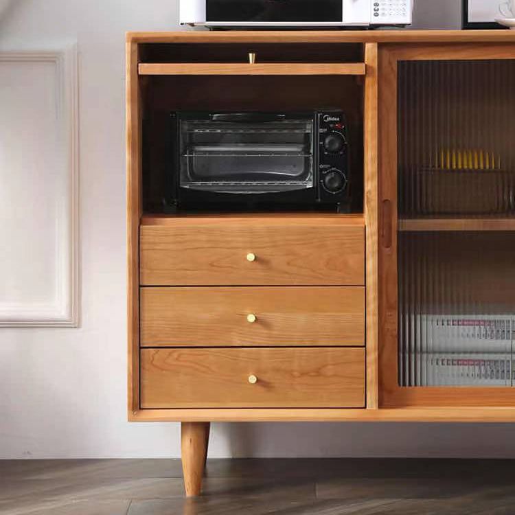 3-Drawer Pine Wood Sideboard Modern Glass Sliding Door Cabinets Credenza for Living Room Clearhalo 'buffet_sideboard' 'Buffets & Sideboards' 'furn' 'furn_buffet_sideboard' 'Furniture' 'furniture_buffet_sideboard' 'Kitchen & Dining Furniture' 1200x1200_644c6ae2-b0bf-4119-a520-27ead91905ab