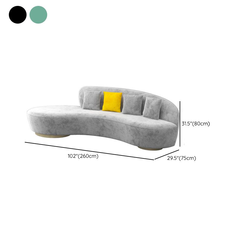 Velvet contemporain canapé incurvé Souins arrière serrés sans arme pour salon