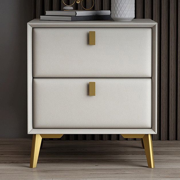 Comodino moderno di accento comodino in legno massiccio con 2 cassetti