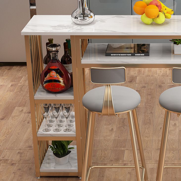 1/3 Glam Metal White and Gold Bar Stool and Table Set for Dining Room Clearhalo 'Bar Furniture' 'furn' 'furn_home_bar_bar_sets' 'Furniture' 'Home Bars & Bar Sets' 'home_bar_bar_sets' 'Kitchen & Dining Furniture' 1200x1200_6450d6ae-03a6-4b82-ba9c-a83189440d82