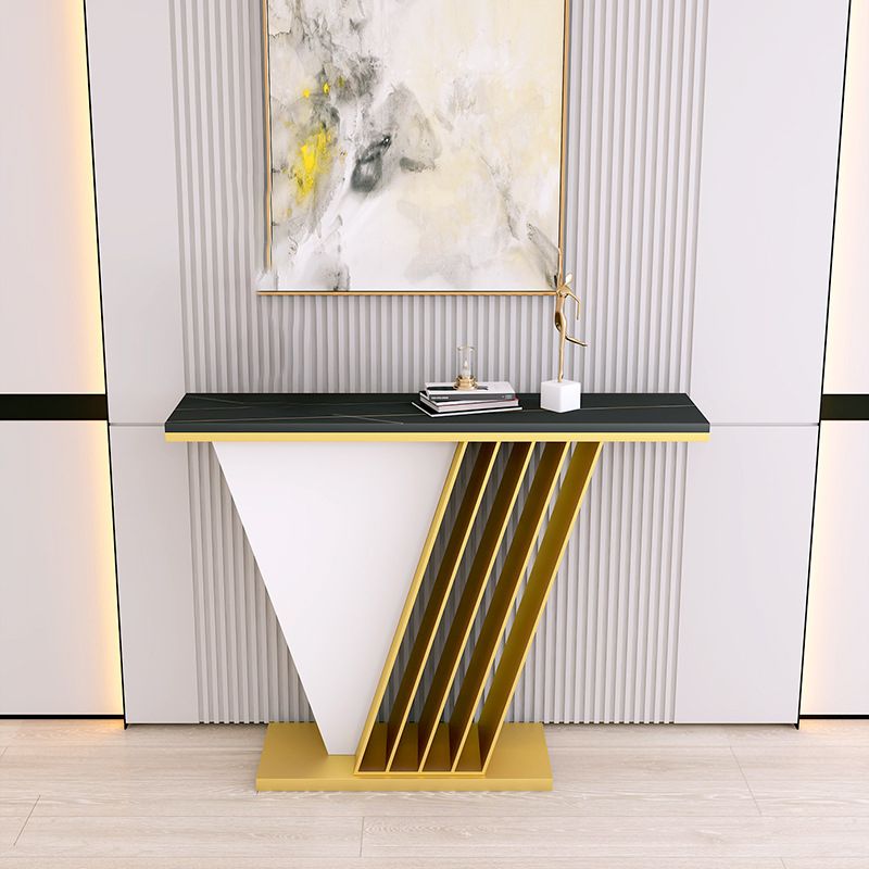 Tavolo da divano console in pietra glam tavolo accento di ferro rettangolare per sala