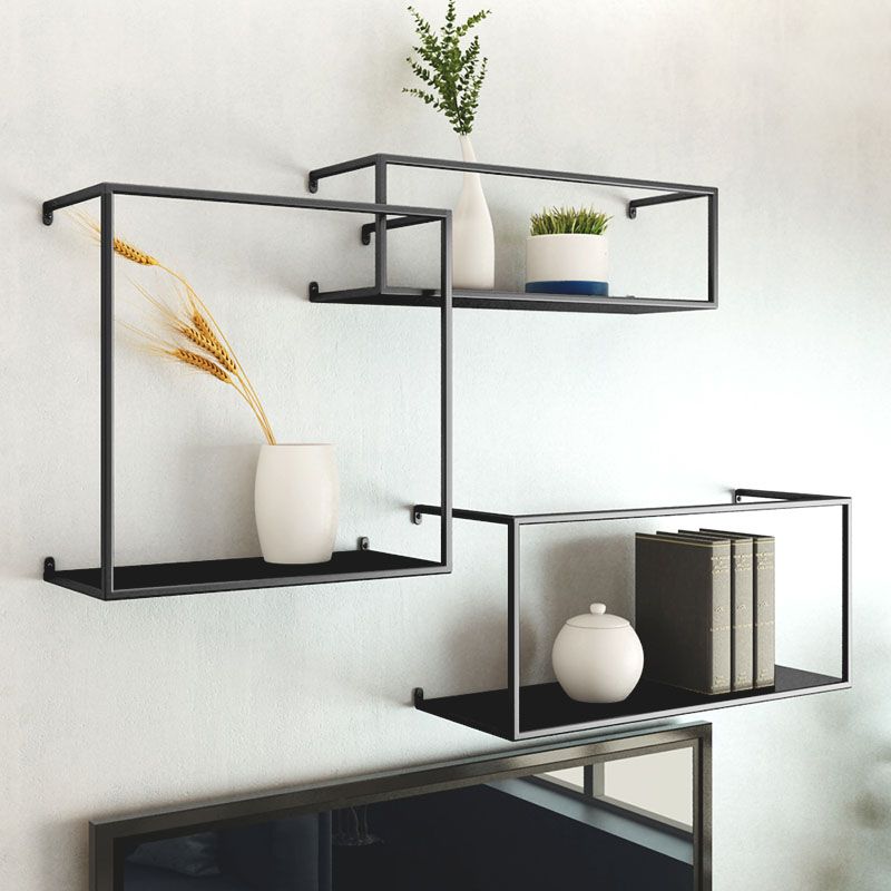 Gold/Black Wall Mounted Bookshelf Iron Modern Closed Back Shelf Clearhalo 'Bookcases' 'furn' 'furn_bookcases' 'Furniture' 'furniture_bookcases' 'kitchen' 'kitchen_bookcases' 'Living Room Furniture' 'Office Furniture' 1200x1200_64541352-c2ae-40a5-8143-d33babbbcb09
