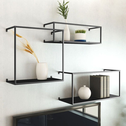 Gold/Black Wall Mounted Bookshelf Iron Modern Closed Back Shelf Clearhalo 'Bookcases' 'furn' 'furn_bookcases' 'Furniture' 'furniture_bookcases' 'kitchen' 'kitchen_bookcases' 'Living Room Furniture' 'Office Furniture' 1200x1200_64541352-c2ae-40a5-8143-d33babbbcb09