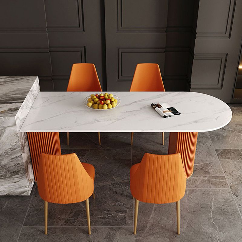 Modern Sintered Stone Dining Table Double Pedestal Table for Dining Room Clearhalo 'Dining Tables & Seating' 'Dining Tables' 'dining_table' 'furn' 'furn_dining_table' 'Furniture' 'Kitchen & Dining Furniture' 1200x1200_6454faa3-1b5a-4d3b-bb2f-80047d7d1c11