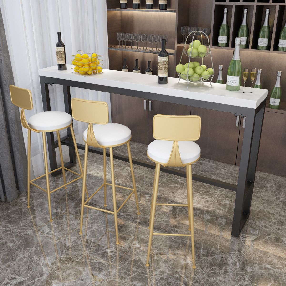 Wood Counter Table with Rectangle Table Top Trestle Table - 41.3" H Clearhalo 'Bar Furniture' 'Bar Tables' 'bar_tables' 'furn' 'furn_bar_tables' 'Furniture' 'furniture_bar_tables' 'Kitchen & Dining Furniture' 1200x1200_6455ccf1-1f55-4e3e-a01f-fe369fe7a695