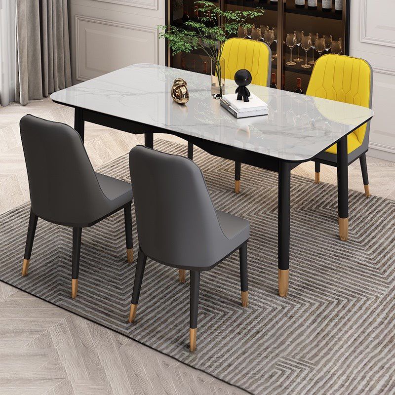 Traditional Luxury Dining Table Sintered Stone Table with 4 Black Legs for Dining Room Clearhalo ' dining_table' 'Dining Tables & Seating' 'Dining Tables' 'furn' 'furn_dining_table' 'Furniture' 'furniture_dining_table' 'Kitchen & Dining Furniture' 'kitchen&dining_furn' 'kitchen' 'kitchen_dining_table' 1200x1200_645707d4-05d3-48f2-b9ca-225b087a03b0