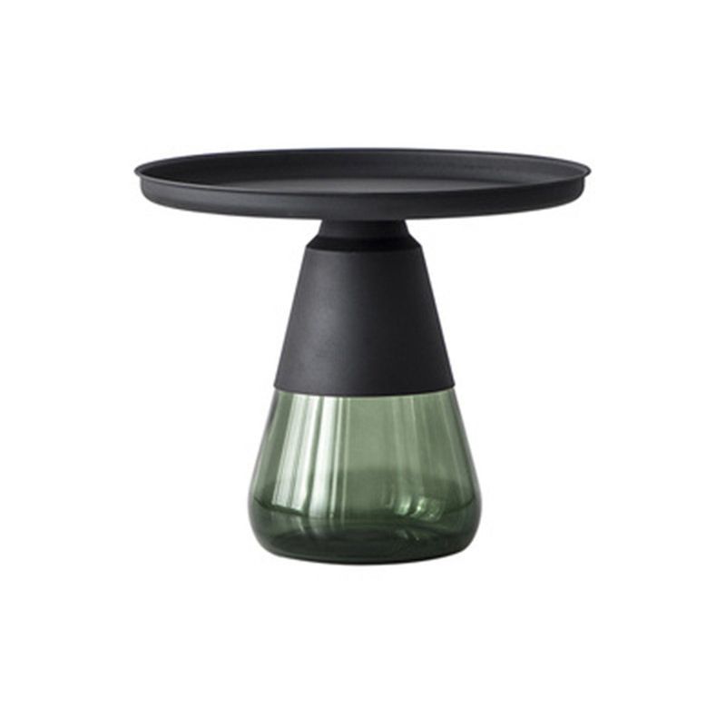 Mid-century Modern Style Round Metal Table with Glass Bottom Coffee Table