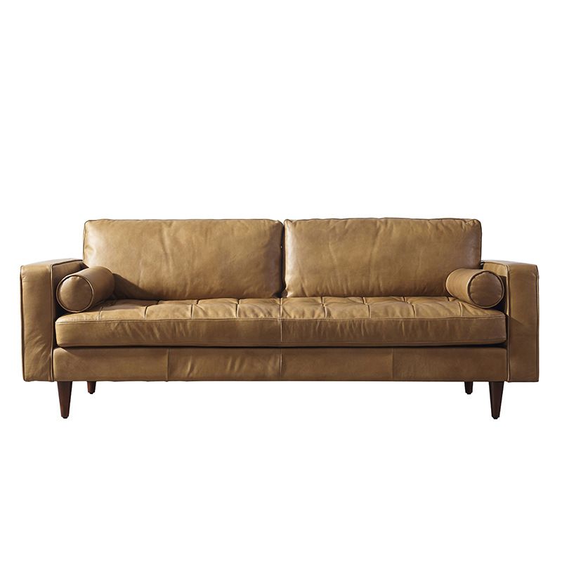 Zeitgenössischer fleckresistenter Ledersofa quadratischer Arm Liebesseat für Wohnzimmer