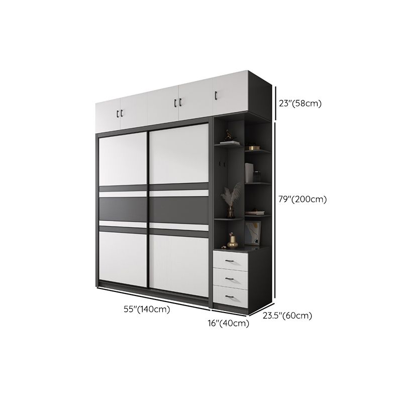 Contemporary Grey and White Storage Cabinet Bedroom Cabinet with Sliding Doors Clearhalo &#39;Armoires &amp; Wardrobes&#39; &#39;armoires_wardrobes&#39; &#39;Bedroom Furniture&#39; &#39;furn&#39; &#39;furn_armoires_wardrobes&#39; &#39;Furniture&#39; 1200x1200_6458be73-f57f-406b-a440-0018efa4fcca