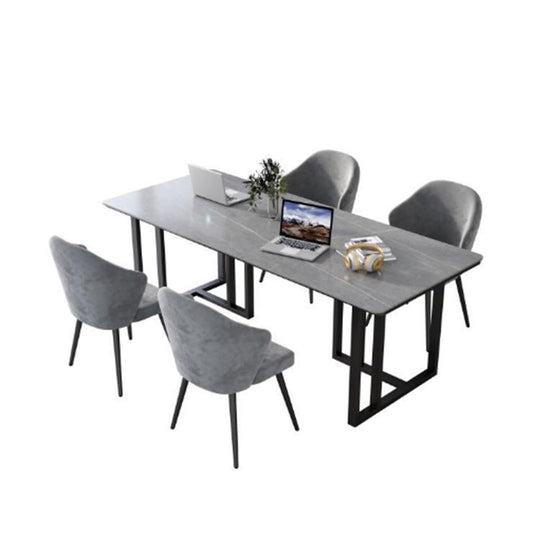 Moderner Stein 29.53 "großer Schreibtisch gebogener grauer Büroschalter