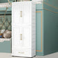Beige and White Wardrobe Armoire Contemporary Style Plastic Wardrobe Cabinet