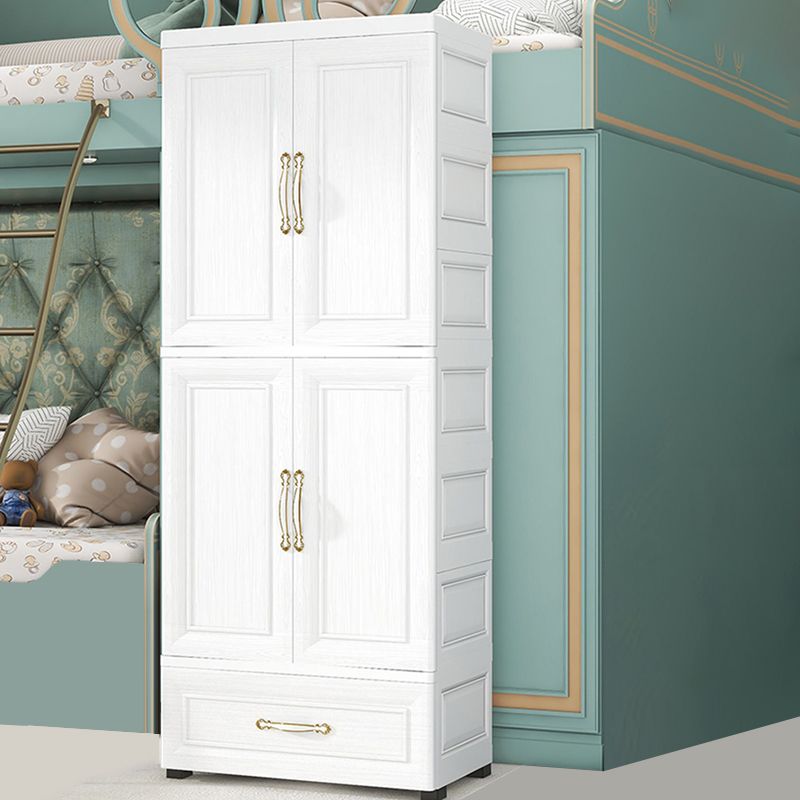 Beige and White Wardrobe Armoire Contemporary Style Plastic Wardrobe Cabinet