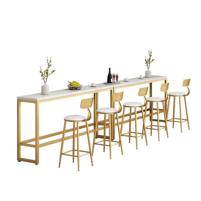 Contemporary Stone Top Bar Counter Rectangle Bar Counter with Trestle Base Clearhalo 'Bar Furniture' 'Bar Tables' 'bar_tables' 'furn' 'furn_bar_tables' 'Furniture' 'furniture_bar_tables' 'Kitchen & Dining Furniture' 1200x1200_645fe123-4468-4b75-a095-f8a190238045